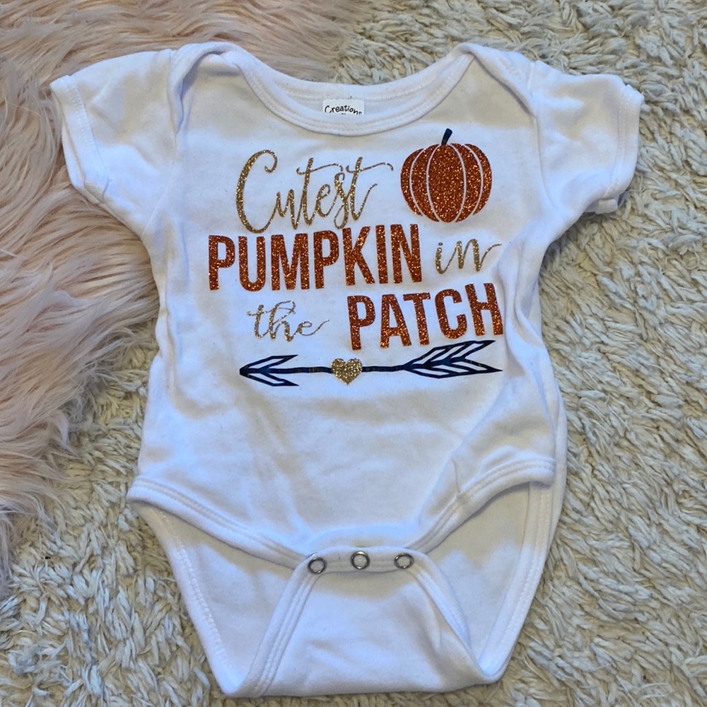 Cutest pumpkin in the patch baby girl glitter onesie size 6-12. Fall, Halloween